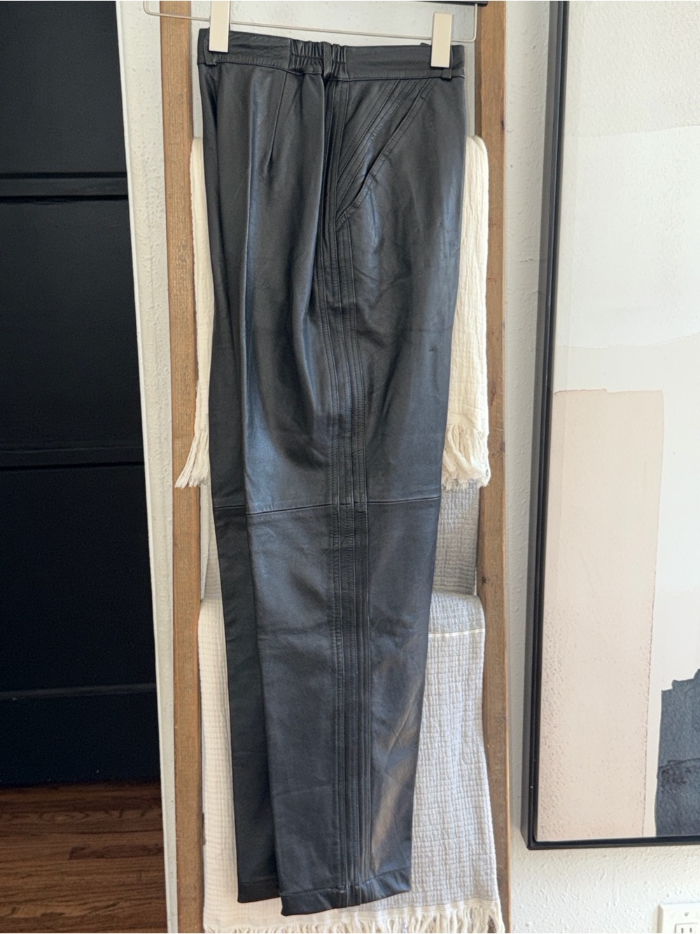 Vintage Sazell Leather pants with beautiful details. Straight Leg Pants.